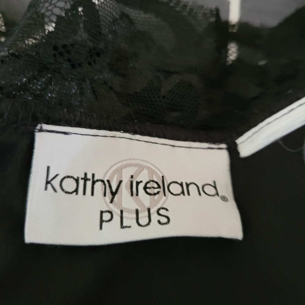 Kathy Ireland Women's XL/2XL Lace Top Black Long Sleeves Lined Vintage - Picture 5 of 6